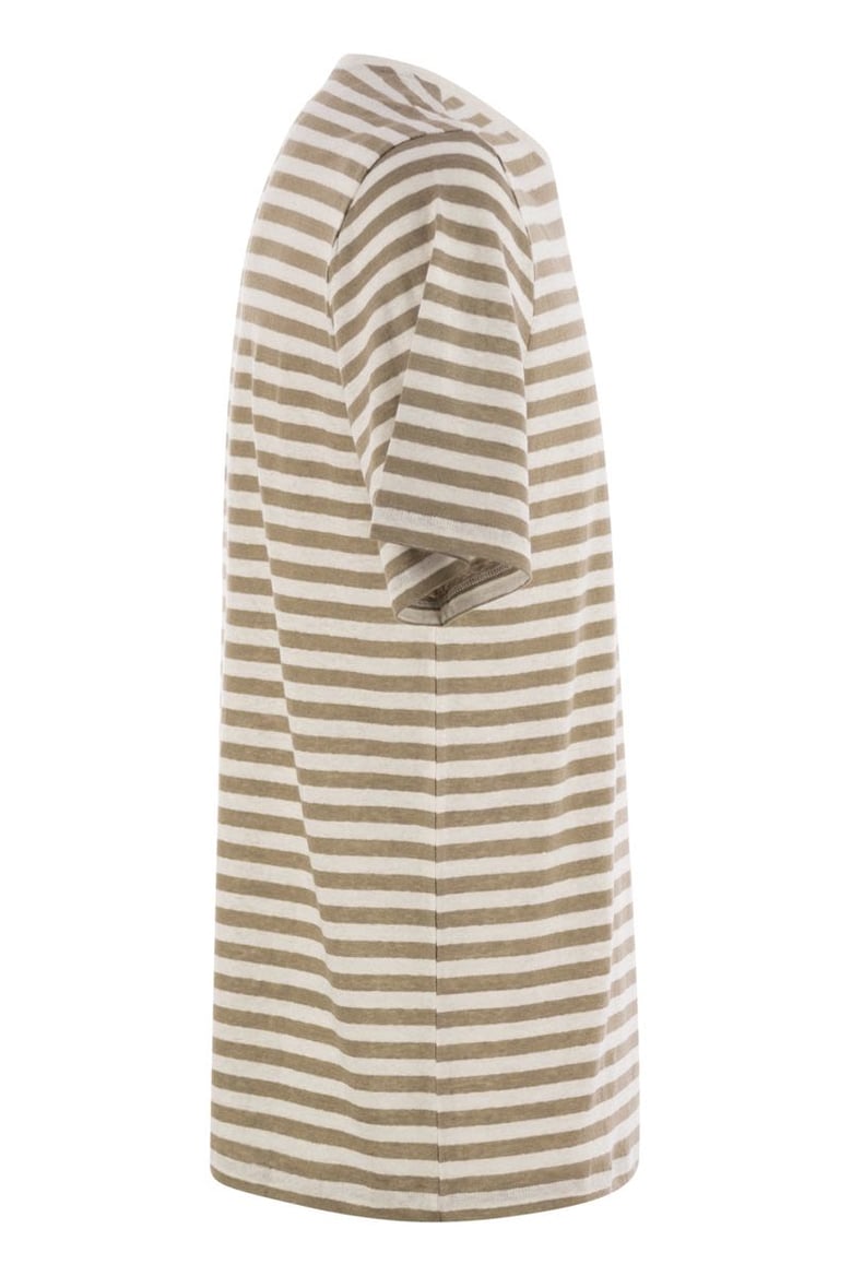 striped linen crew-neck t-shirt by Selfnex