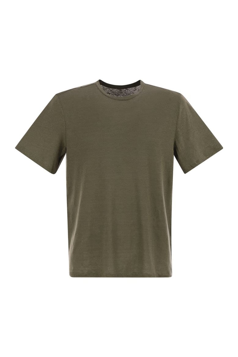 crew-neck and short-sleeved t-shirt in linen by Selfnex