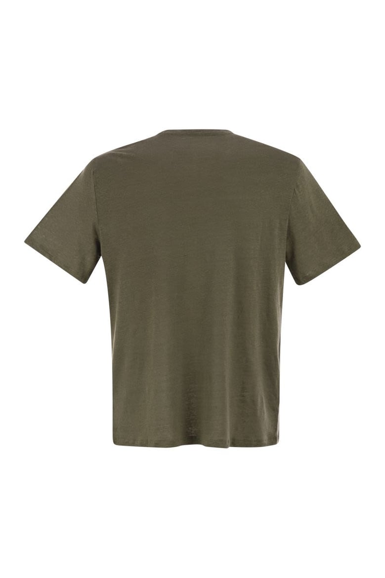 crew-neck and short-sleeved t-shirt in linen by Selfnex