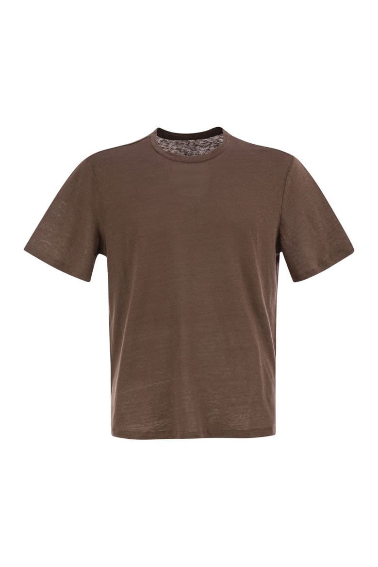 crew-neck and short-sleeved t-shirt in linen by Selfnex
