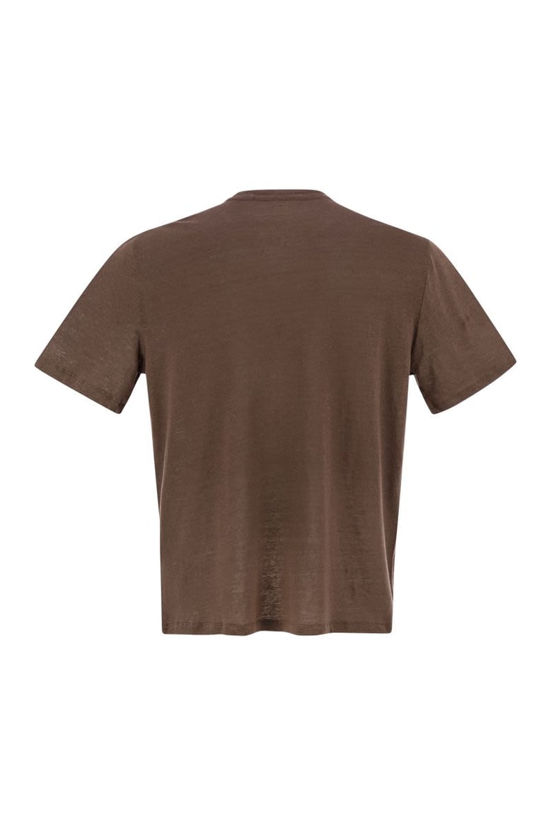crew-neck and short-sleeved t-shirt in linen by Selfnex