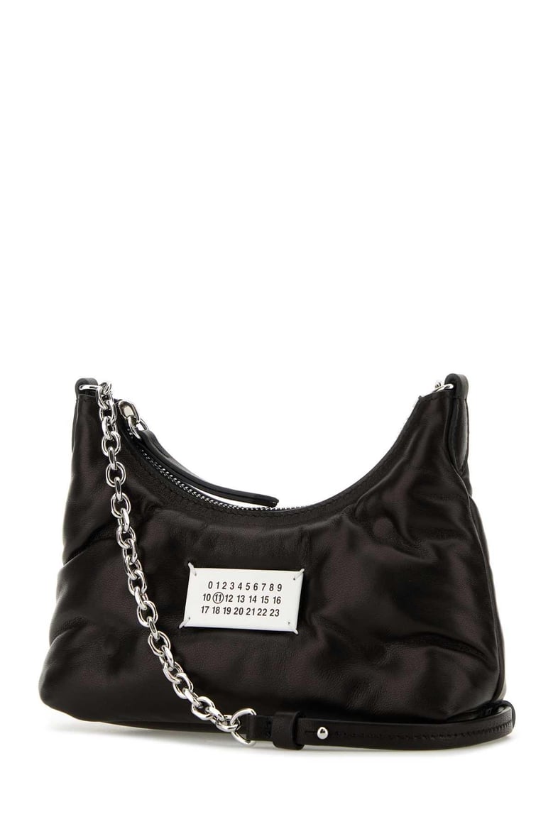 black nappa leather micro glam slam hobo shoulder bag by Selfnex
