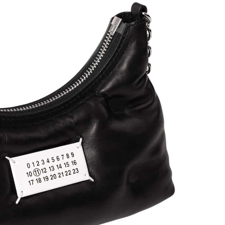 black nappa leather micro glam slam hobo shoulder bag by Selfnex