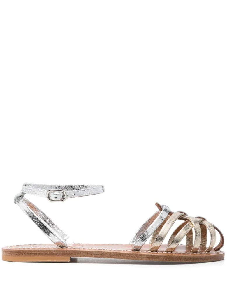 cyrenia two-tone metallic sandals by Selfnex