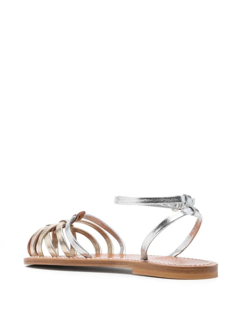 cyrenia two-tone metallic sandals by Selfnex
