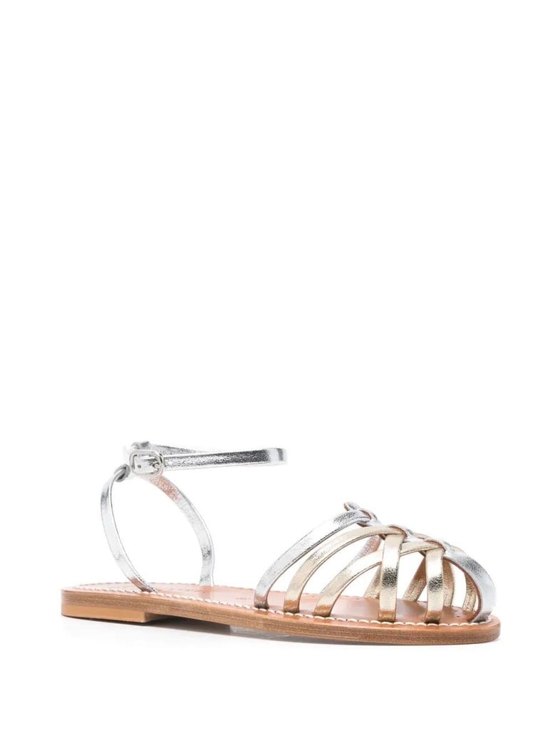 cyrenia two-tone metallic sandals by Selfnex
