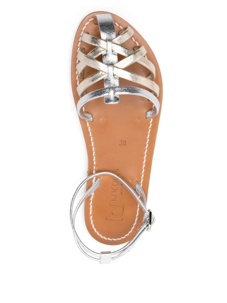 cyrenia two-tone metallic sandals by Selfnex