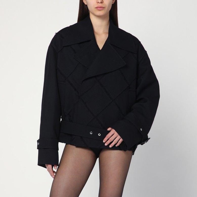 black belted jacket in wool blend by Selfnex