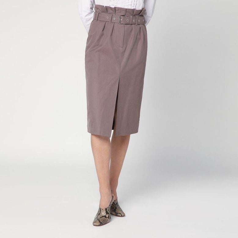 taupe skirt in cotton with belt by Selfnex
