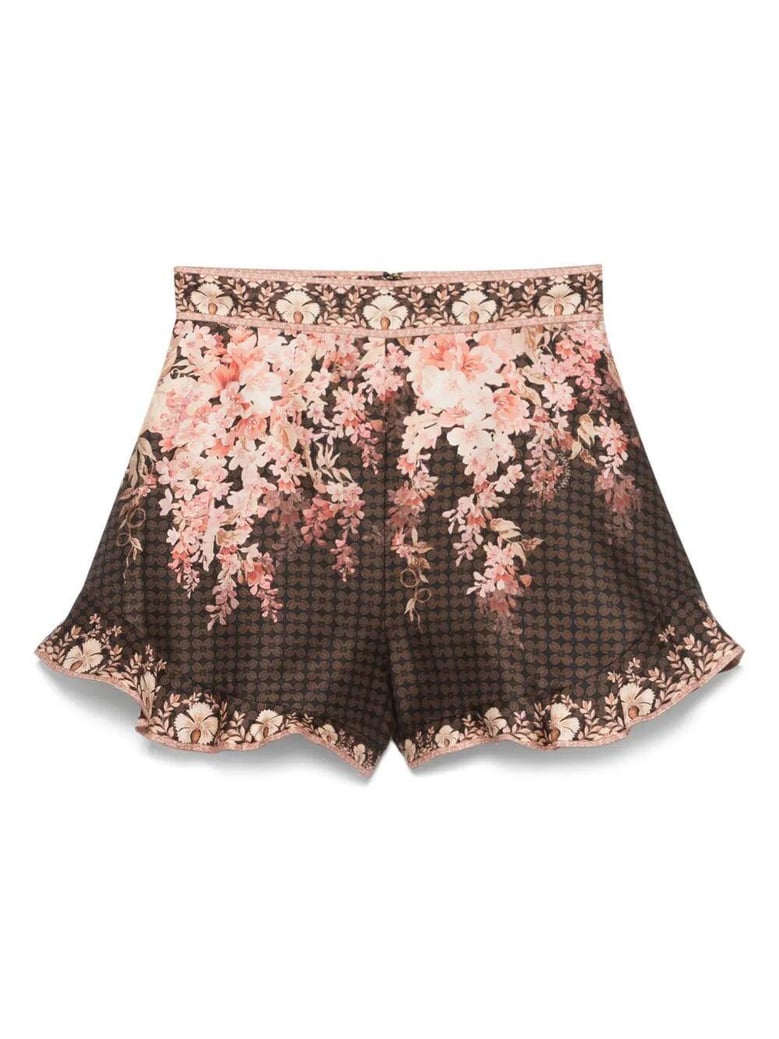 printed linen blend shorts by Selfnex