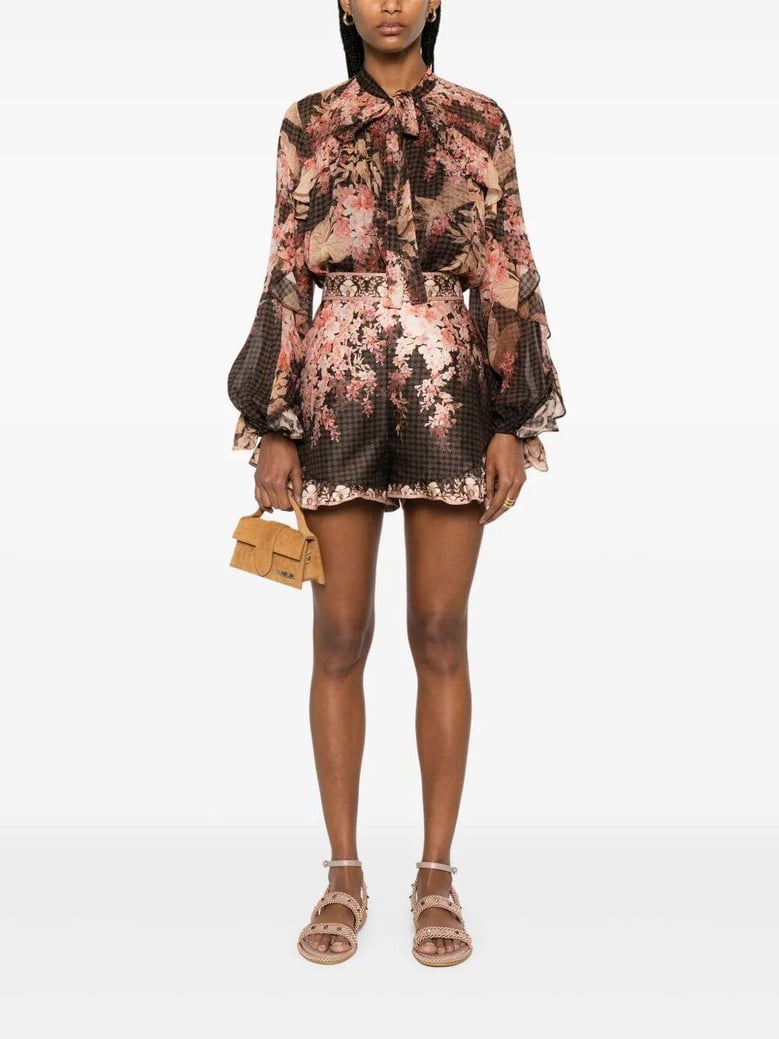 printed linen blend shorts by Selfnex