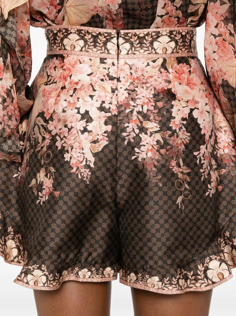 printed linen blend shorts by Selfnex