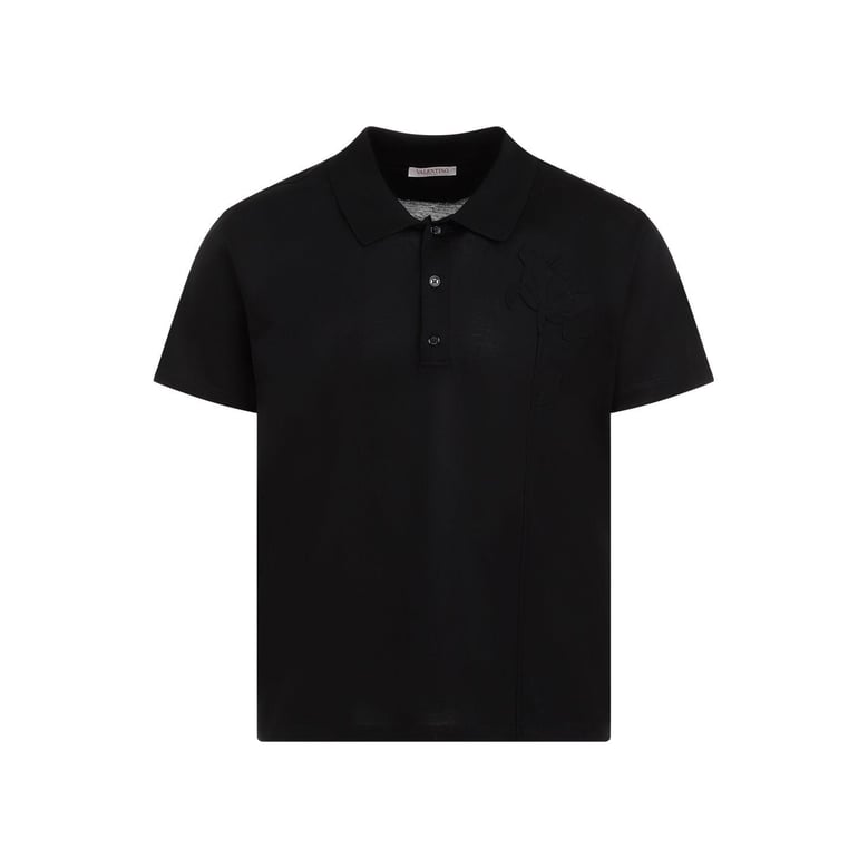 black cotton polo shirt by Selfnex