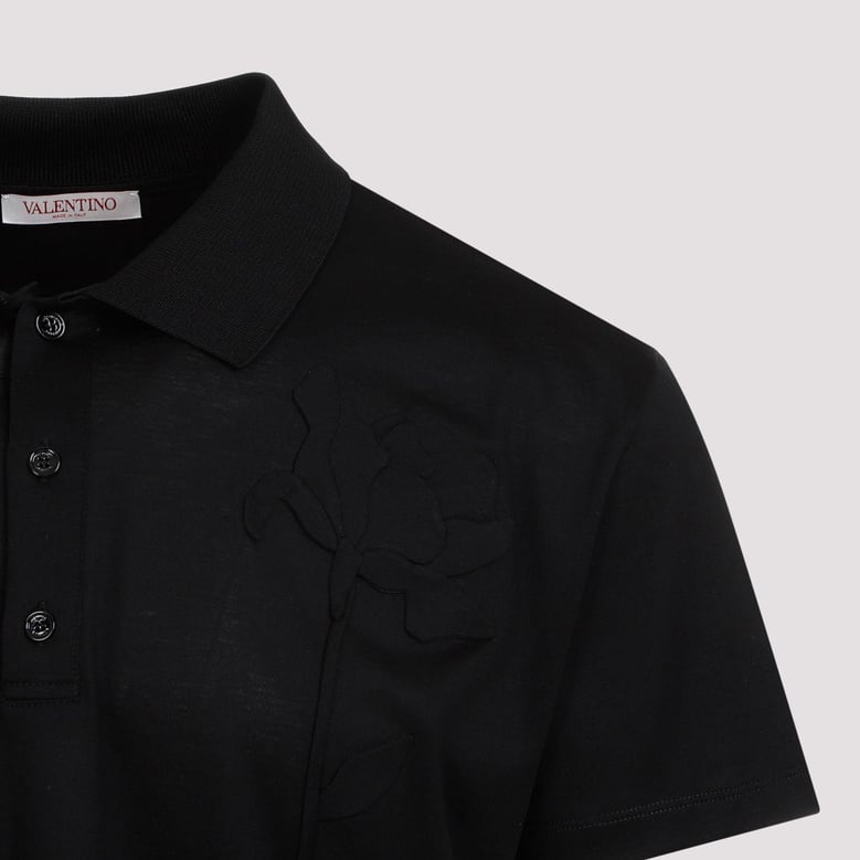 black cotton polo shirt by Selfnex