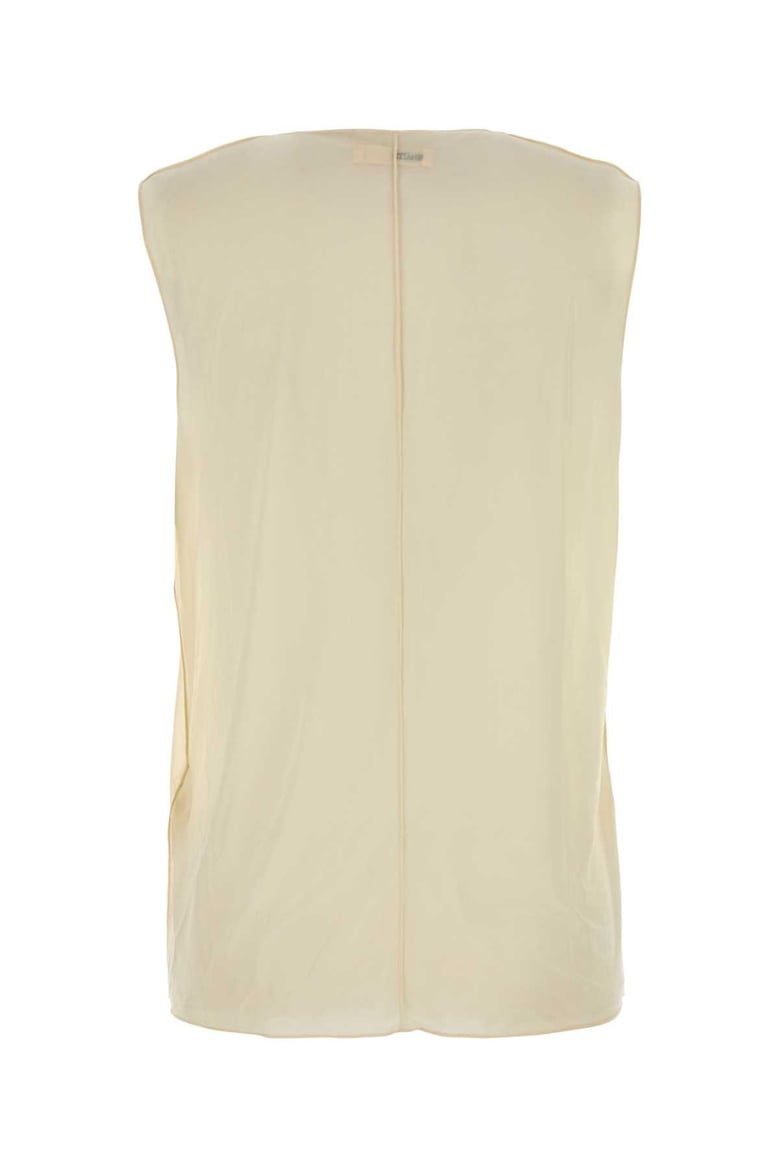 cream stretch cupro allo top by Selfnex
