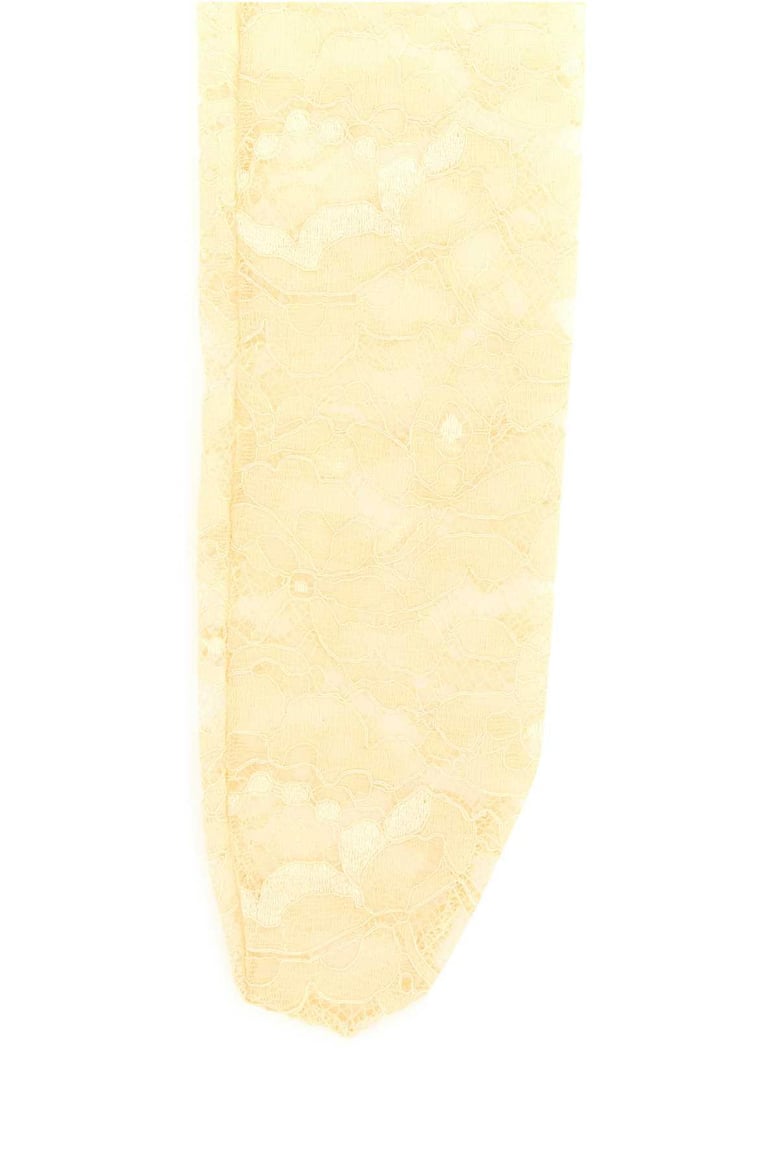 cream stretch lace socks by Selfnex