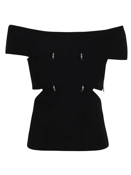 black stretch viscose blend top by Selfnex