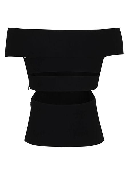 black stretch viscose blend top by Selfnex