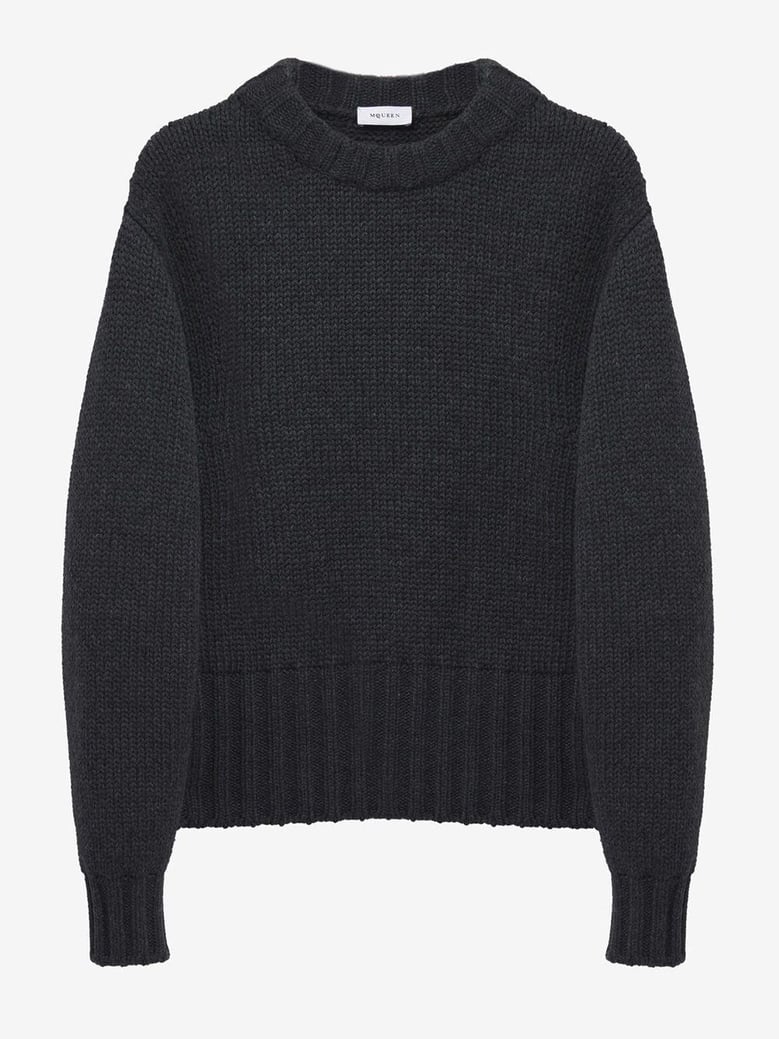 melange dark grey stretch wool blend sweater by Selfnex