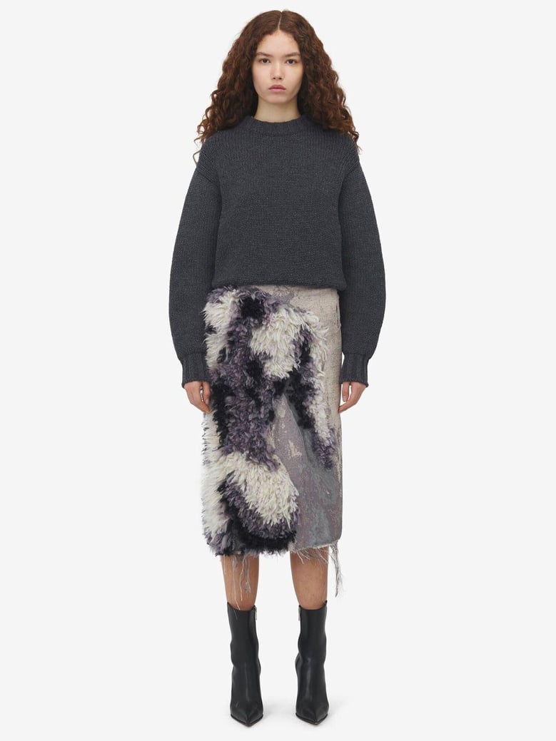 melange dark grey stretch wool blend sweater by Selfnex