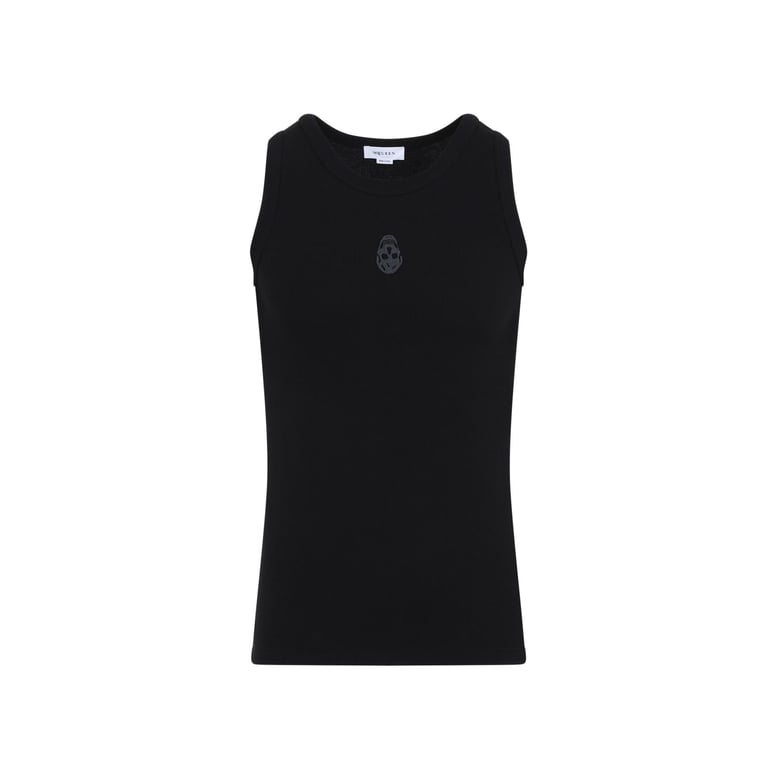 black stretch cotton tank top by Selfnex