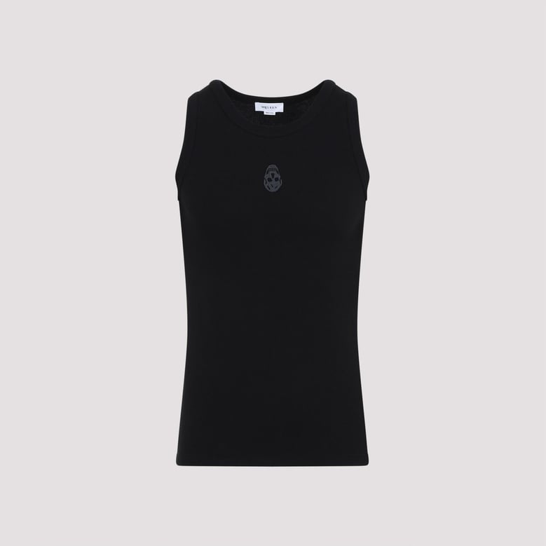 black stretch cotton tank top by Selfnex