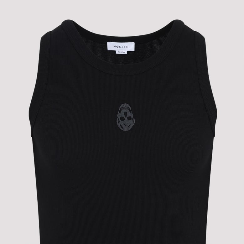 black stretch cotton tank top by Selfnex