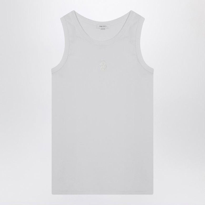 white stretch cotton tank top by Selfnex