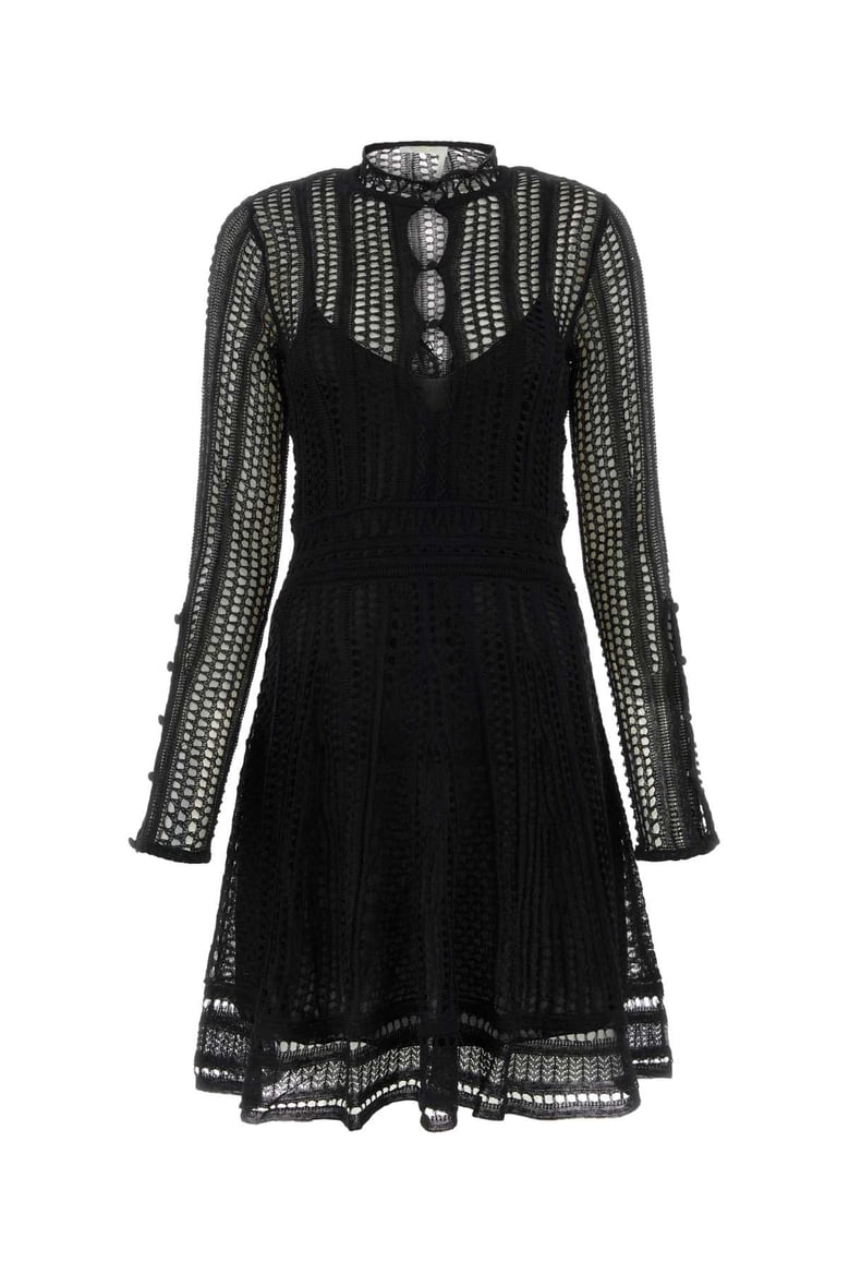 black linen blend mini dress by Selfnex
