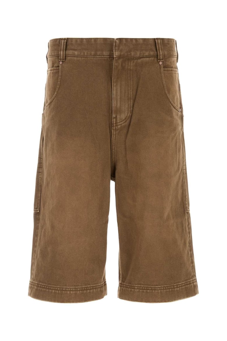 brown denim bermuda shorts by Selfnex
