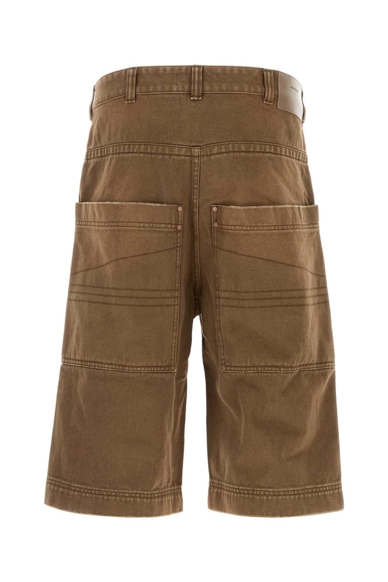 brown denim bermuda shorts by Selfnex