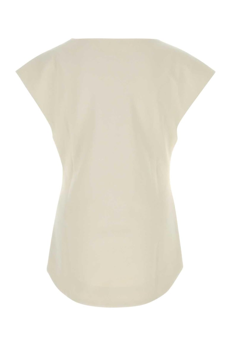 sand stretch polyester blend deep vee tank top by Selfnex