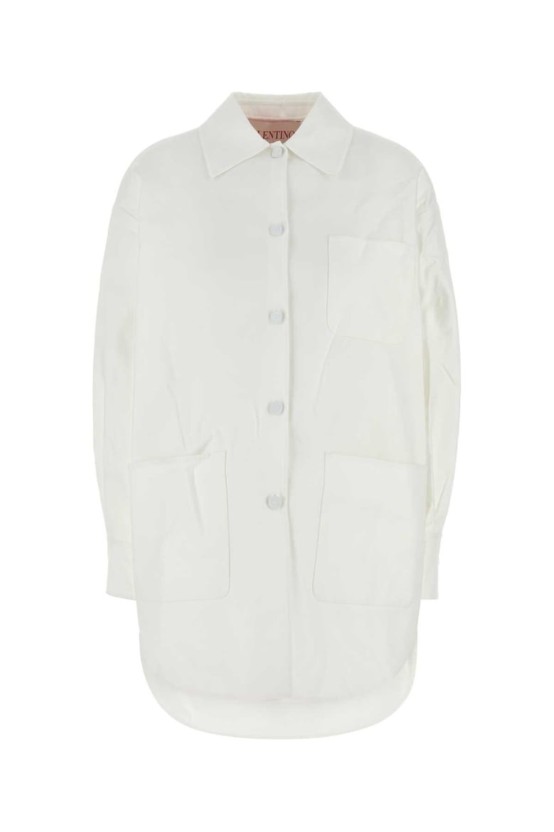 white cotton blend oversize jacket by Selfnex