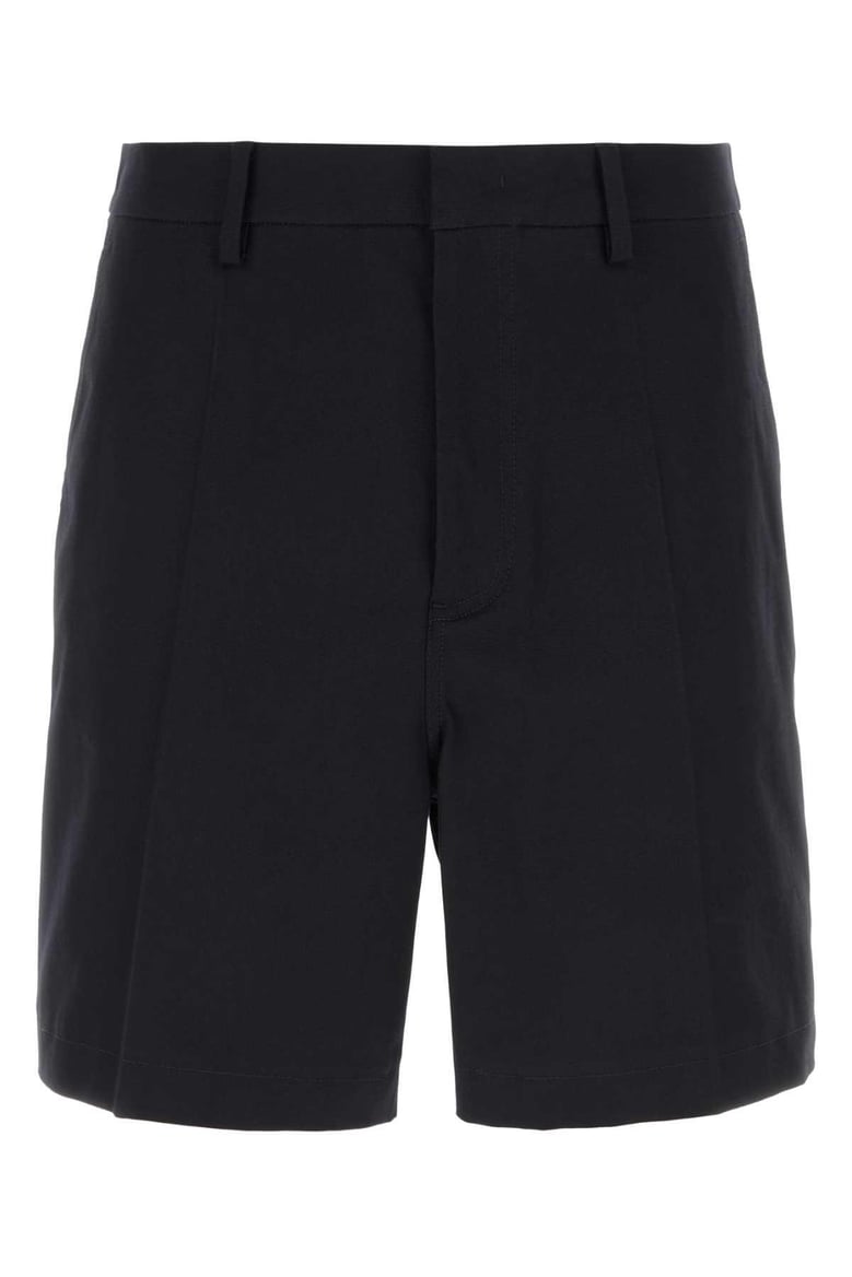 midnight blue stretch cotton bermuda shorts by Selfnex