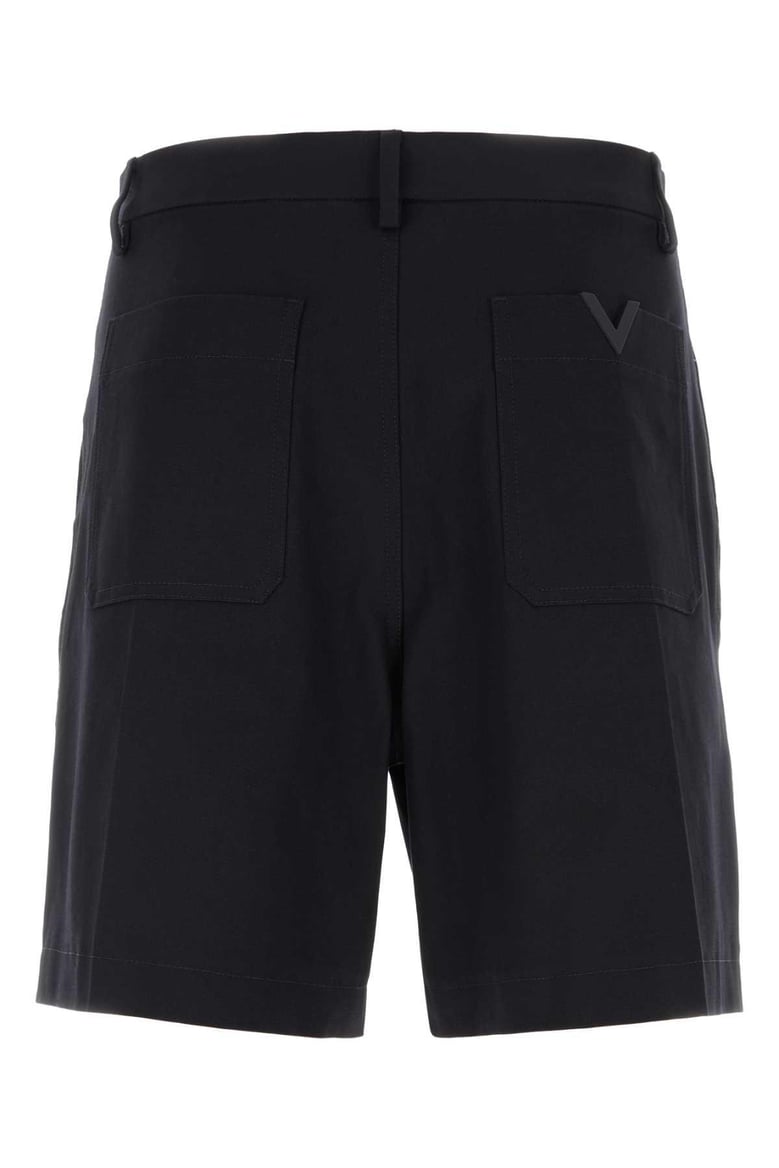 midnight blue stretch cotton bermuda shorts by Selfnex