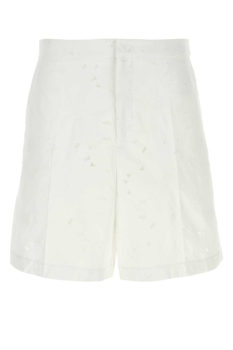 white cotton blend bermuda shorts by Selfnex