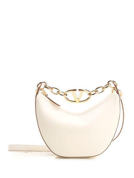 ivory leather mini hobo vlogo moon handbag by Selfnex