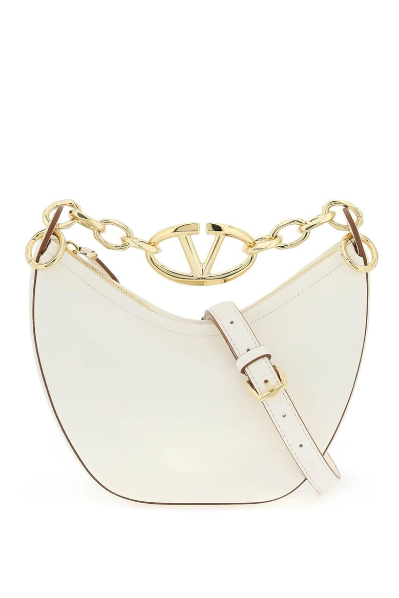 ivory leather mini hobo vlogo moon handbag by Selfnex