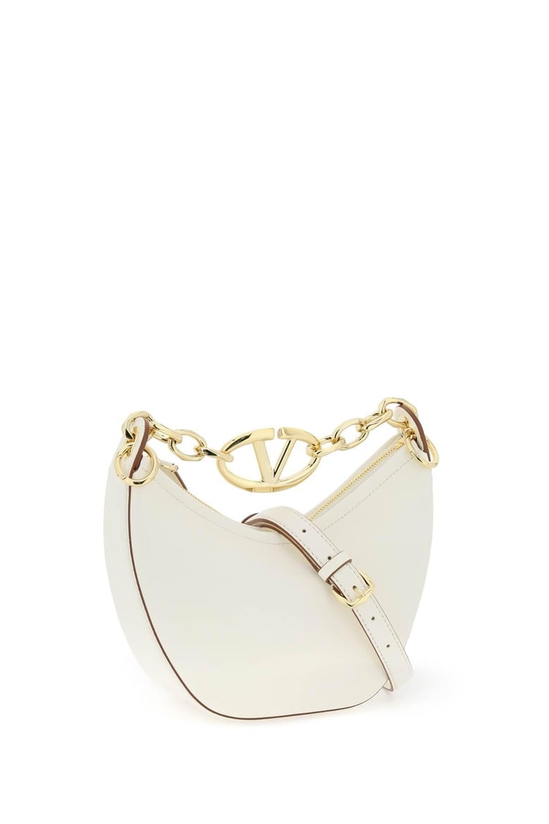 ivory leather mini hobo vlogo moon handbag by Selfnex