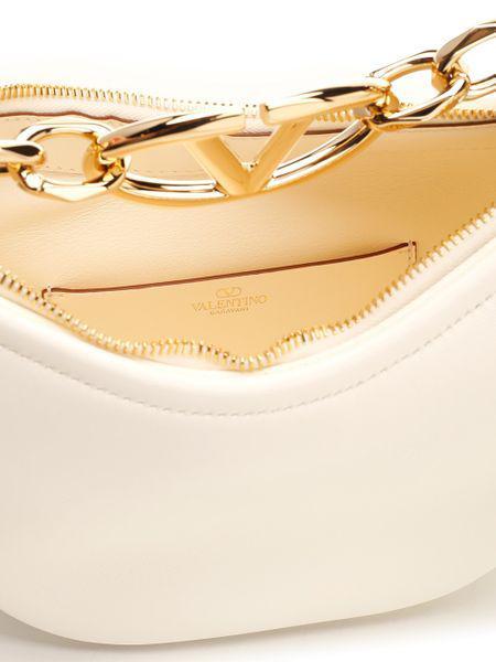 ivory leather mini hobo vlogo moon handbag by Selfnex
