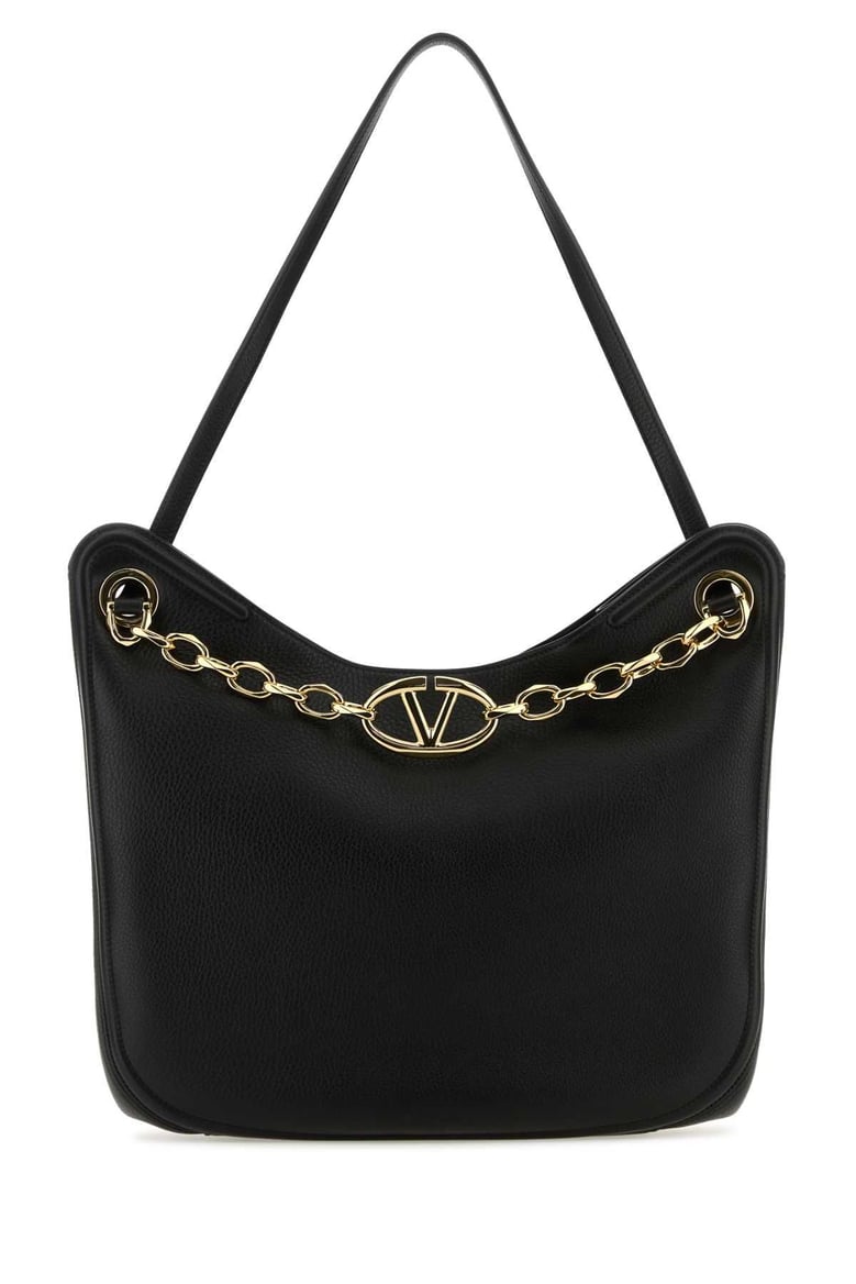 black leather vlogo moon shopping bag by Selfnex