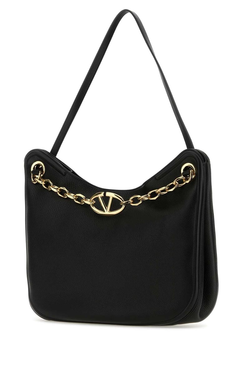 black leather vlogo moon shopping bag by Selfnex