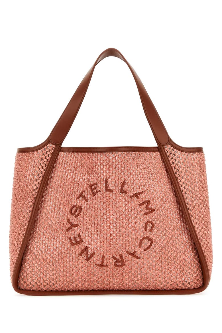 pink raffia stella logo shopping bag by Selfnex