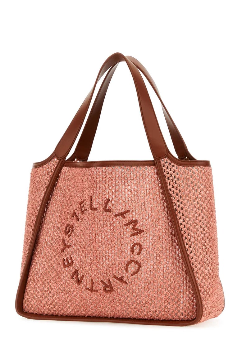 pink raffia stella logo shopping bag by Selfnex