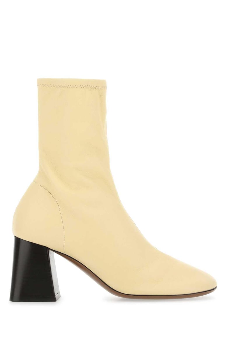 cream leather lepus ankle boots by Selfnex