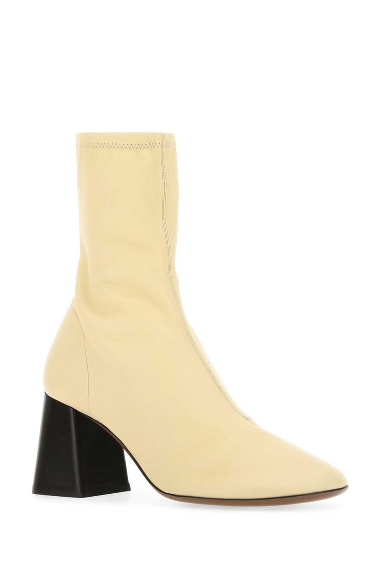 cream leather lepus ankle boots by Selfnex