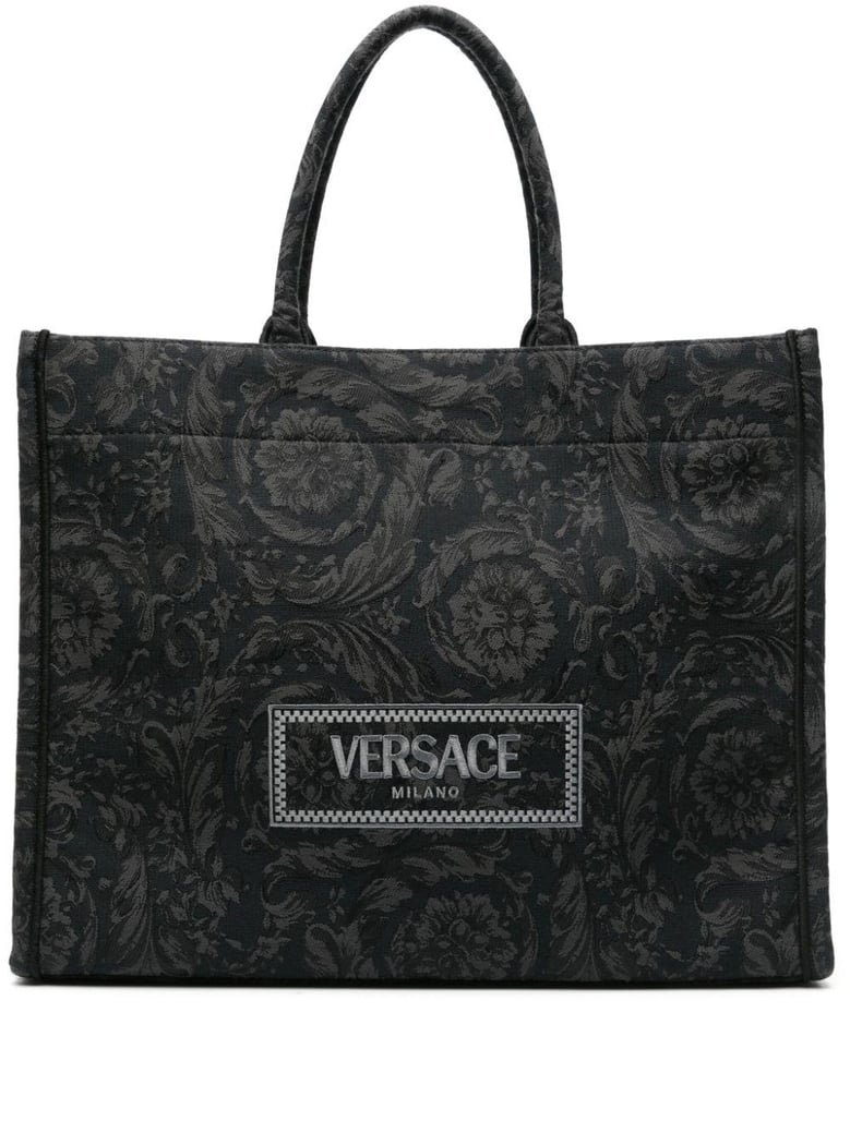 embroidered fabric big athena shopping bag by Selfnex