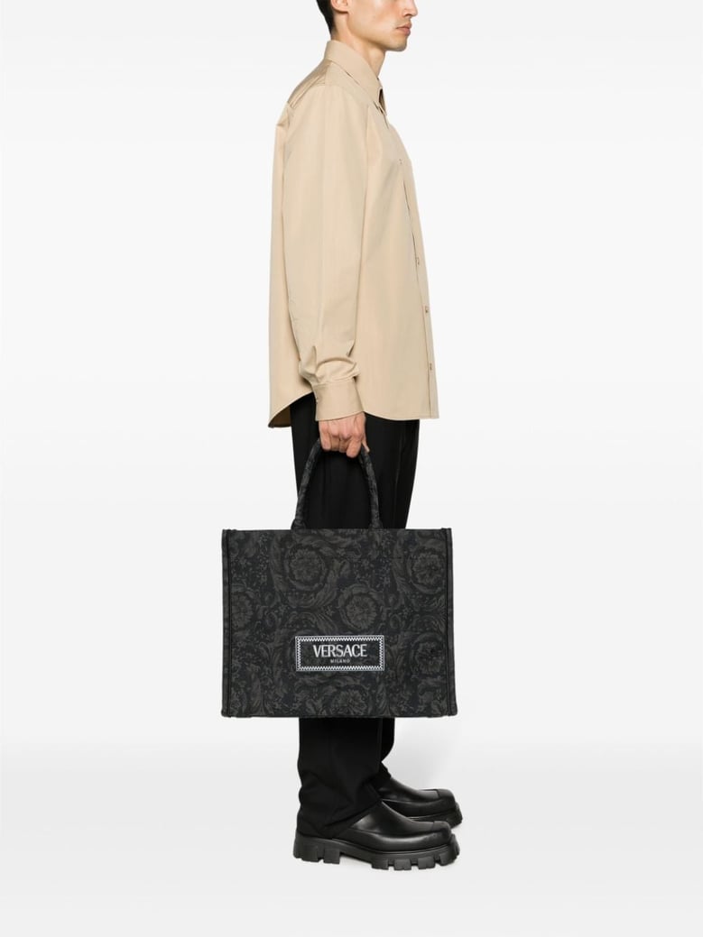 embroidered fabric big athena shopping bag by Selfnex
