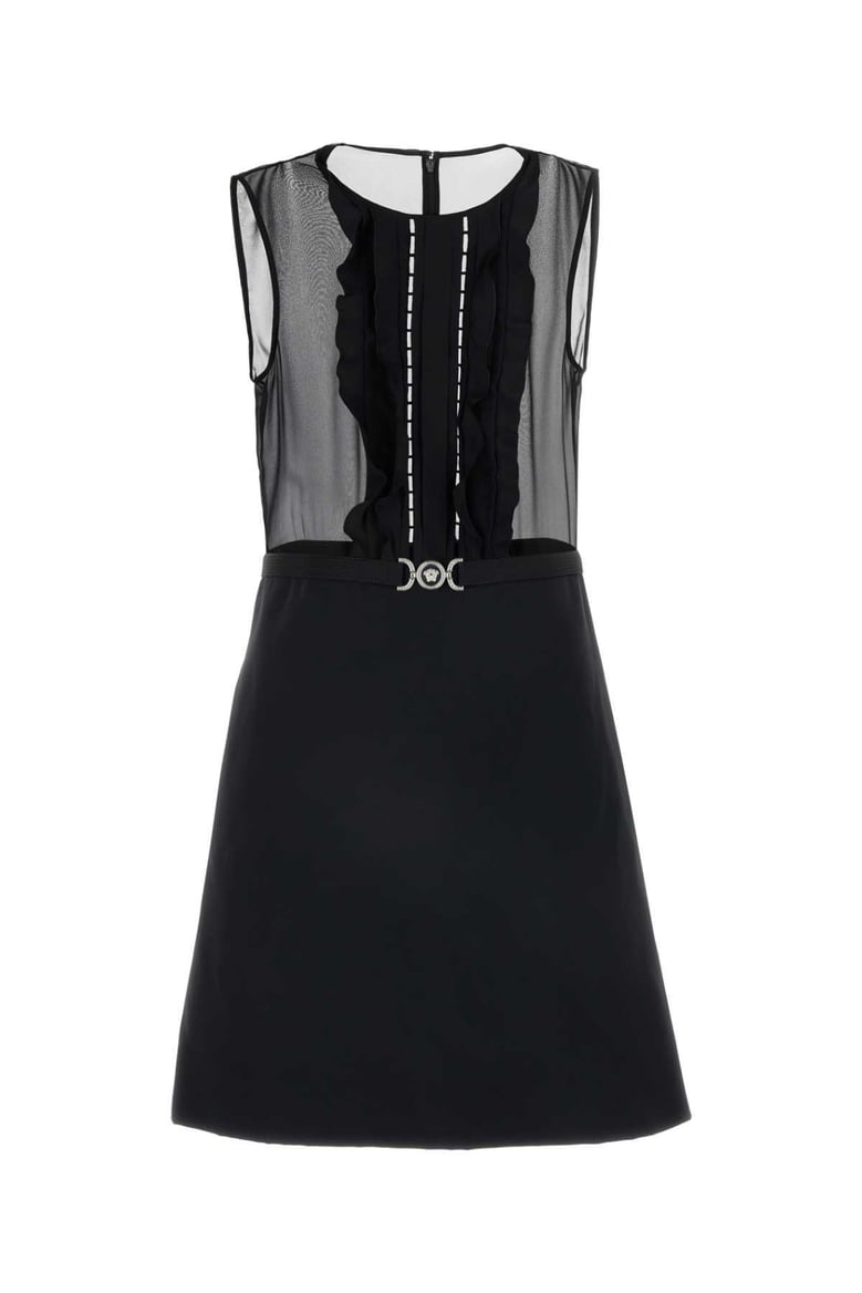 black georgette mini dress by Selfnex