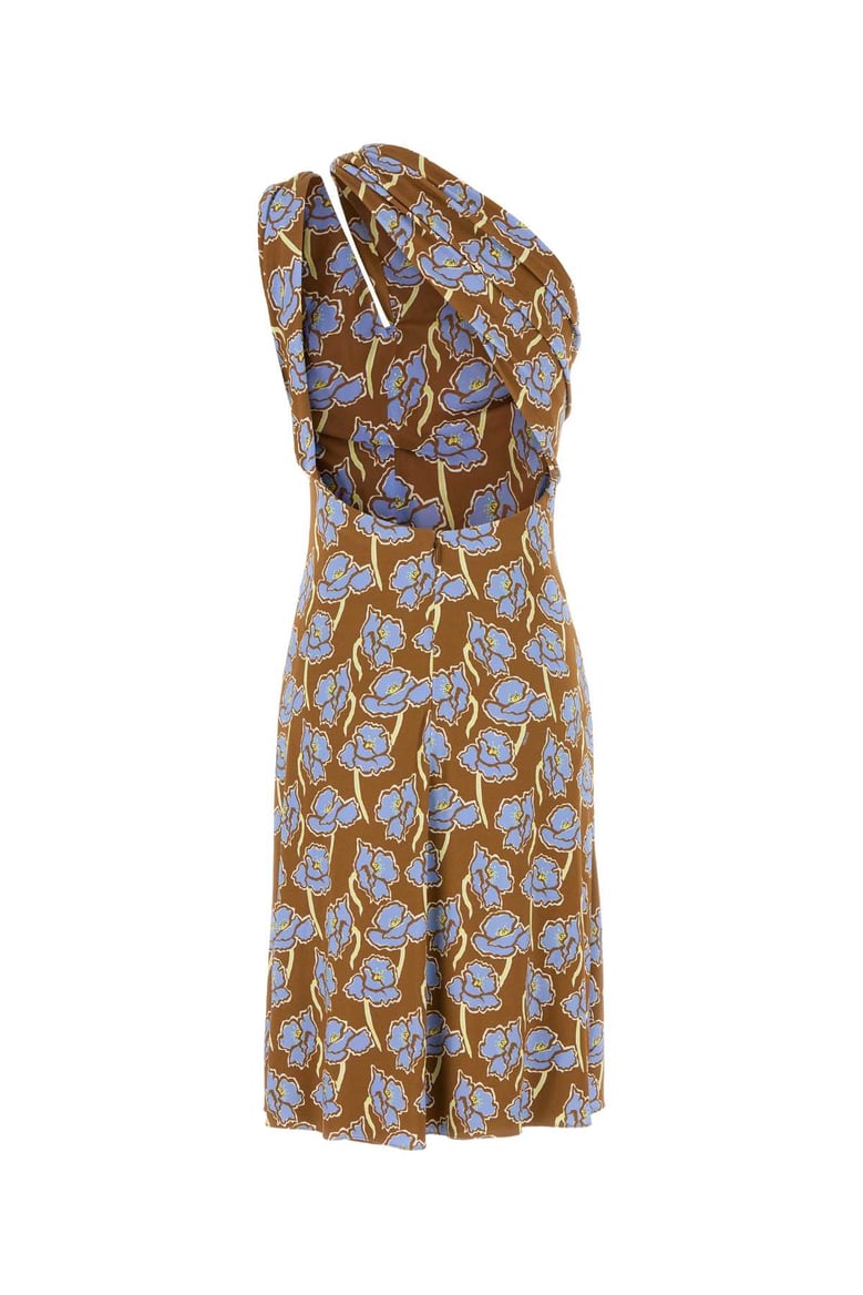 printed stretch crepe one-shoulder dress by Selfnex